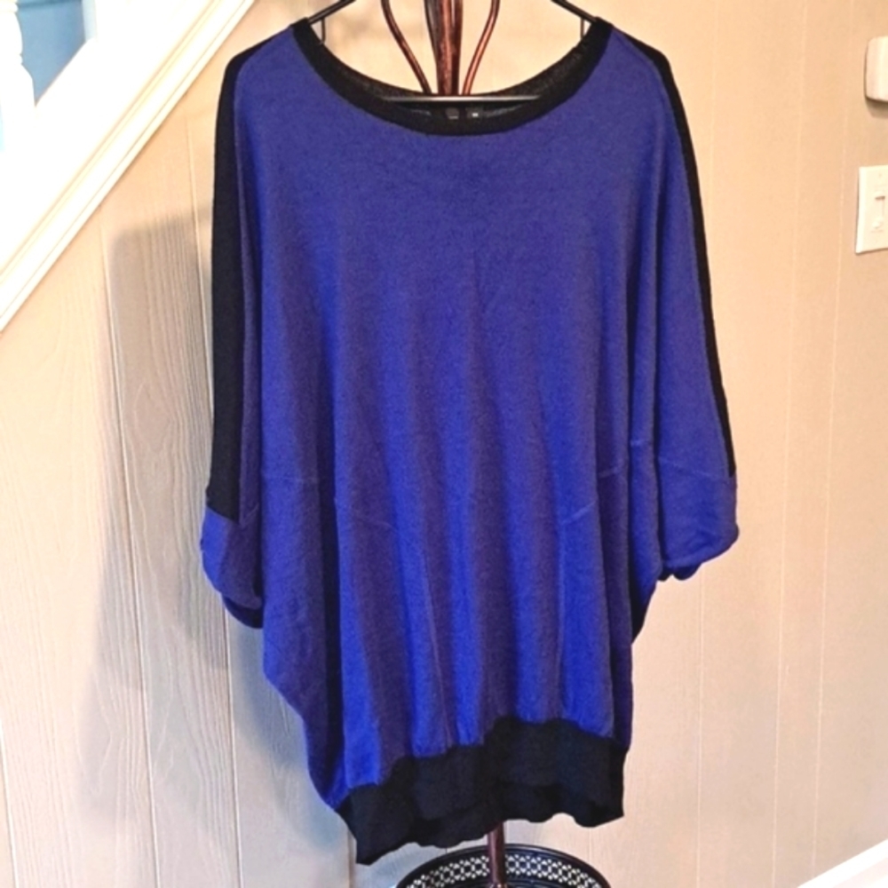 Relativity Women's Black and Persian Blue Sweater 3X